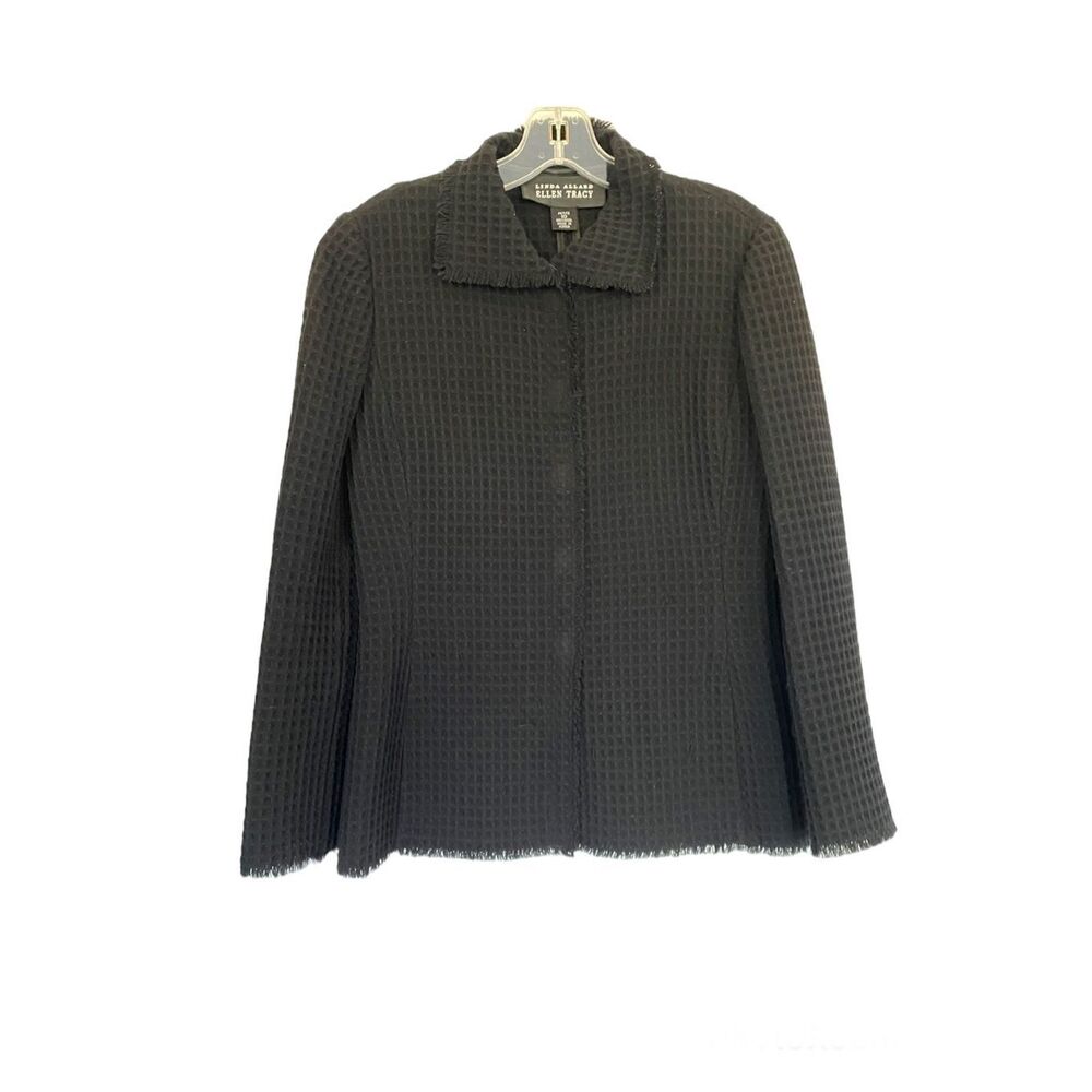Linda Allard  Ellen Tracy Black 100% Wool Waffle Texture Sz 10p